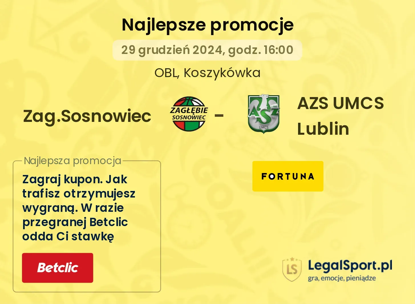 AZS UMCS Lublin - Zag.Sosnowiec promocje bonusy na mecz