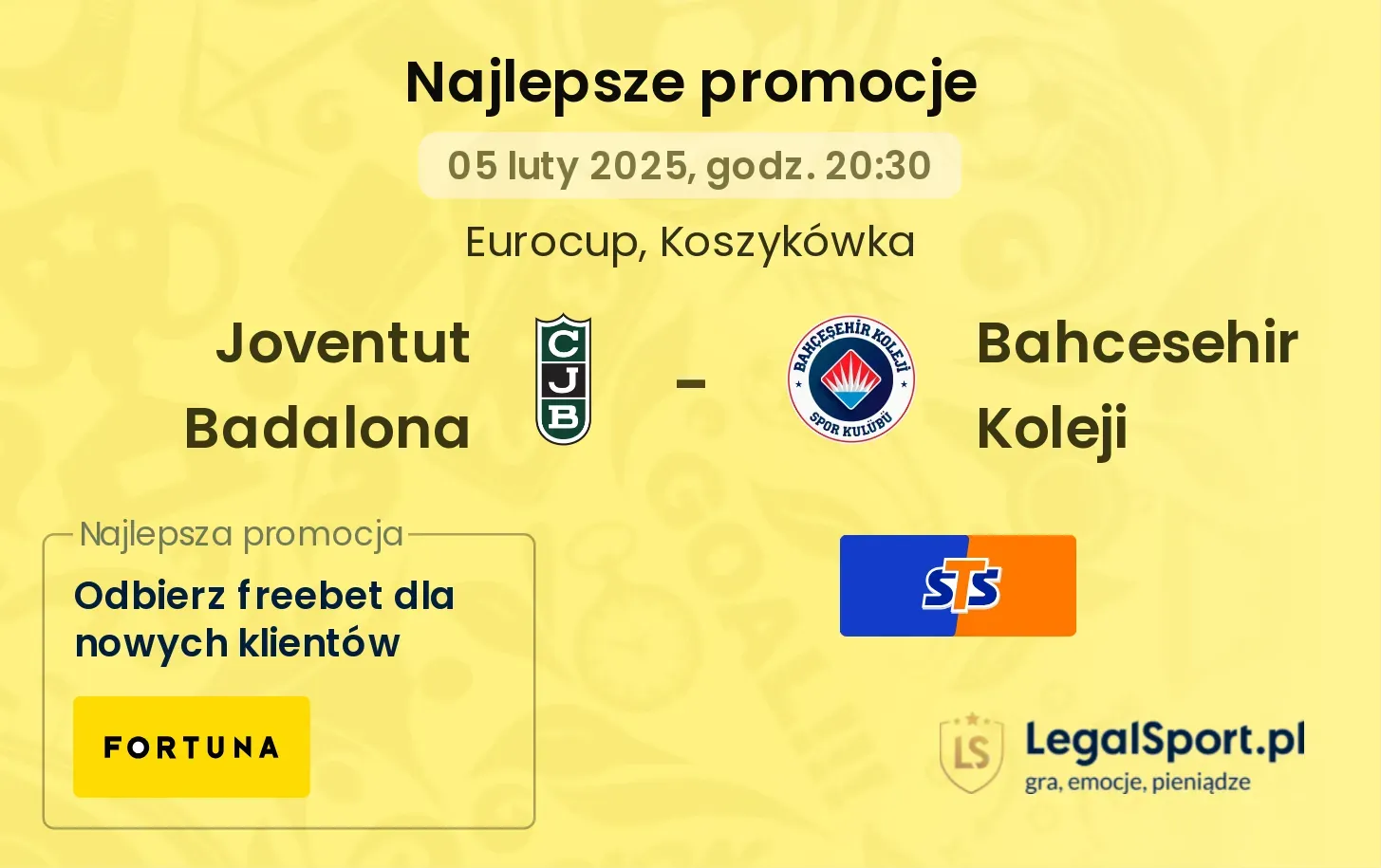 Joventut Badalona - Bahcesehir Koleji promocje bukmacherskie