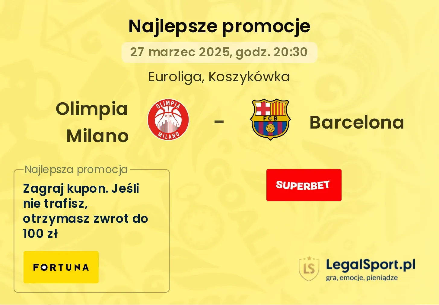 Olimpia Milano - Barcelona promocje bukmacherskie