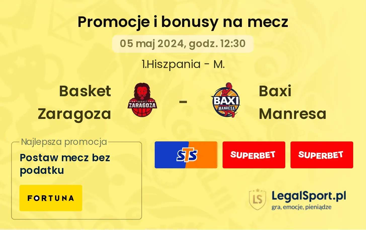 Basket Zaragoza - Baxi Manresa promocje bonusy na mecz