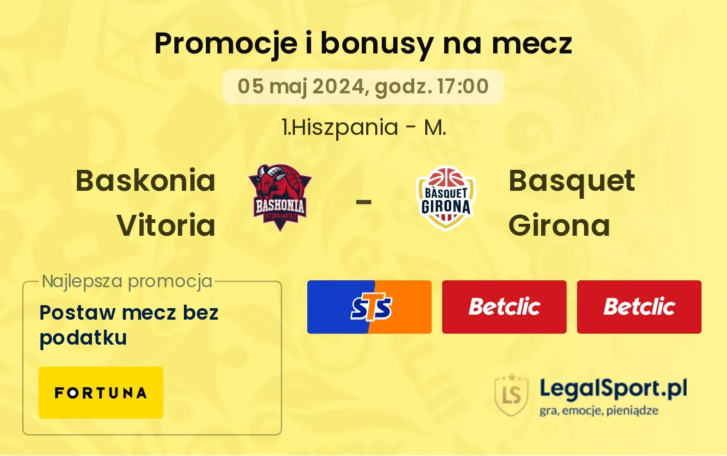 Baskonia Vitoria - Basquet Girona promocje bonusy na mecz