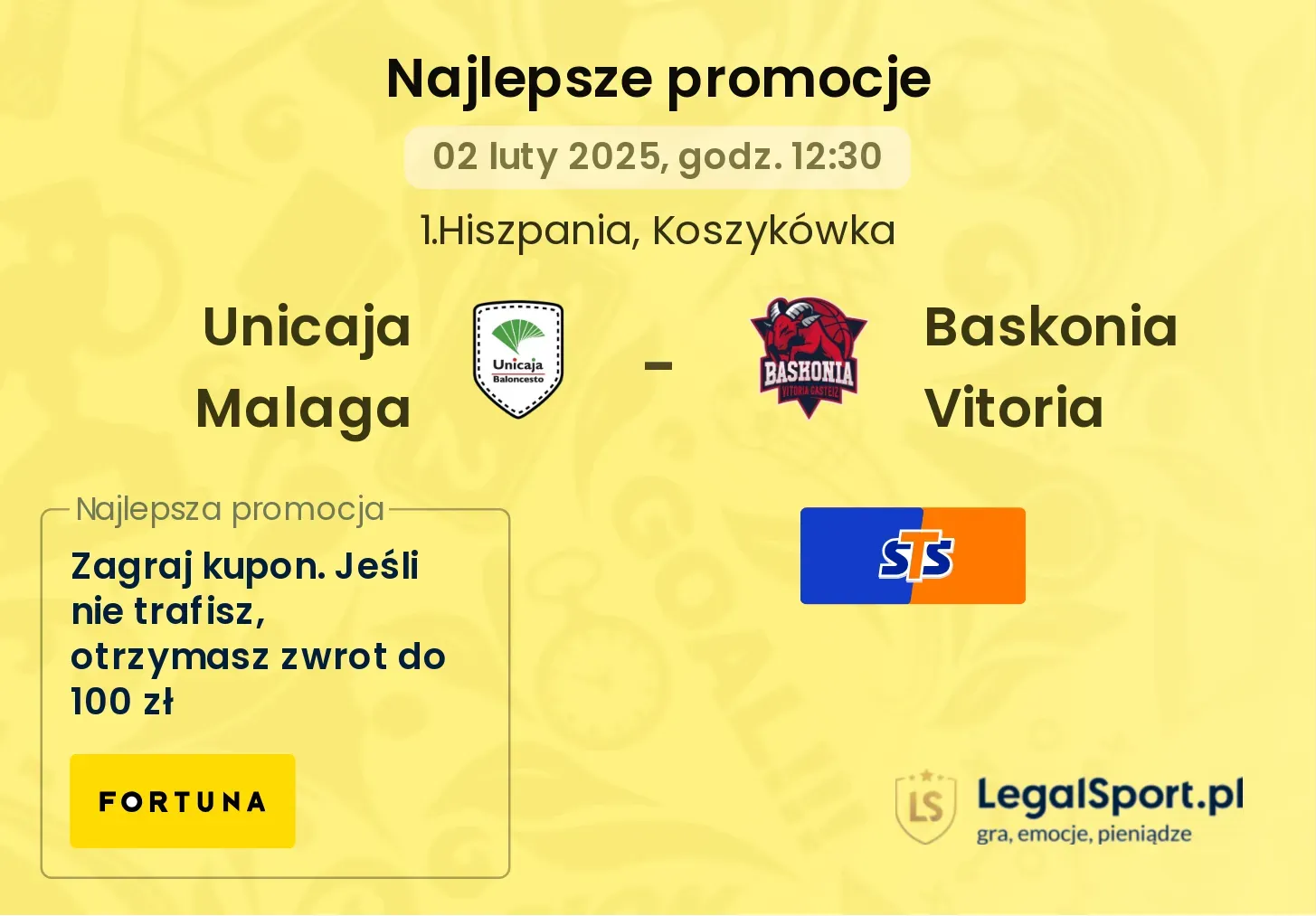 Unicaja Malaga - Baskonia Vitoria promocje u bukmacherów