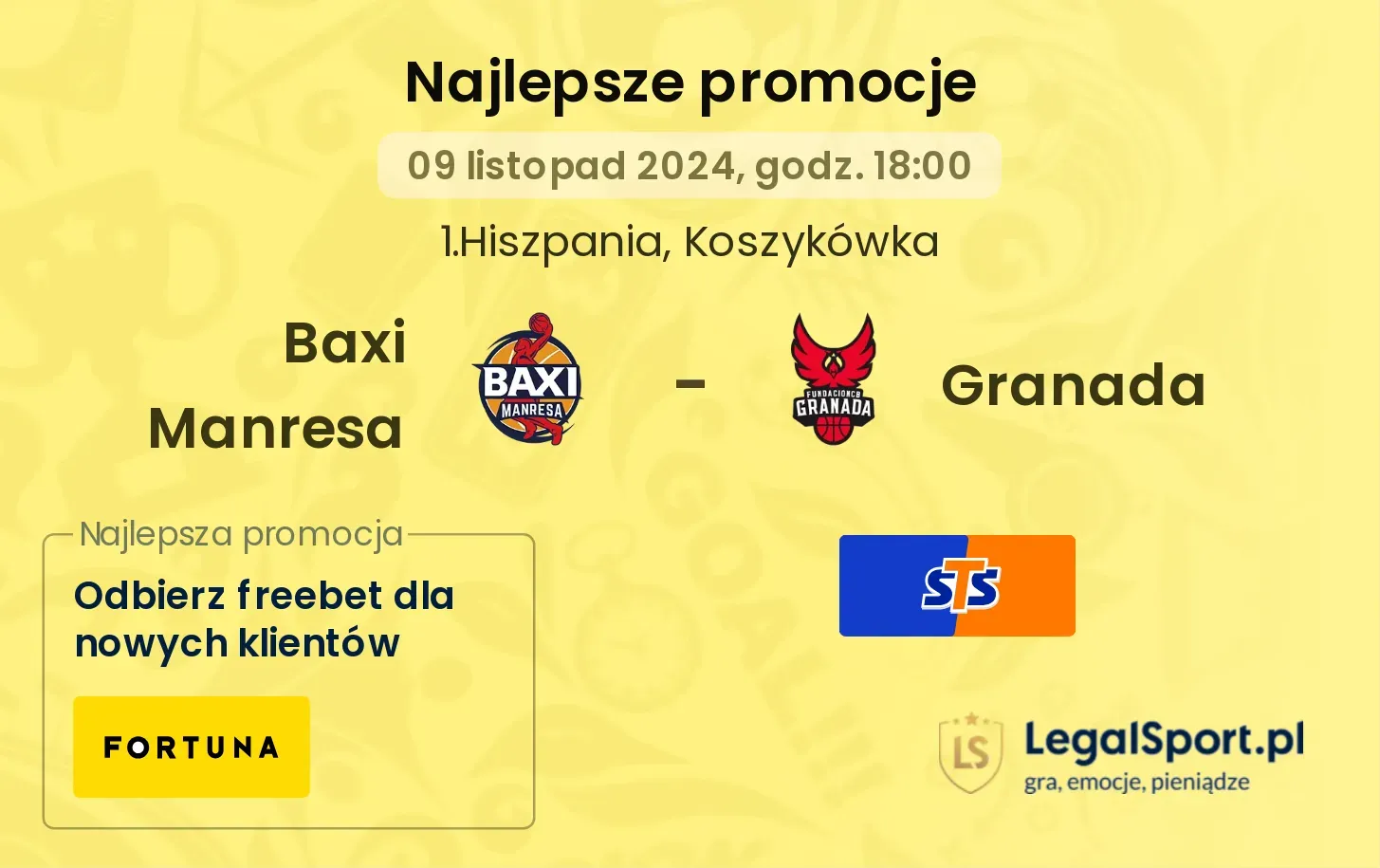 Baxi Manresa - Granada promocje bukmacherskie 09.11, 18:00