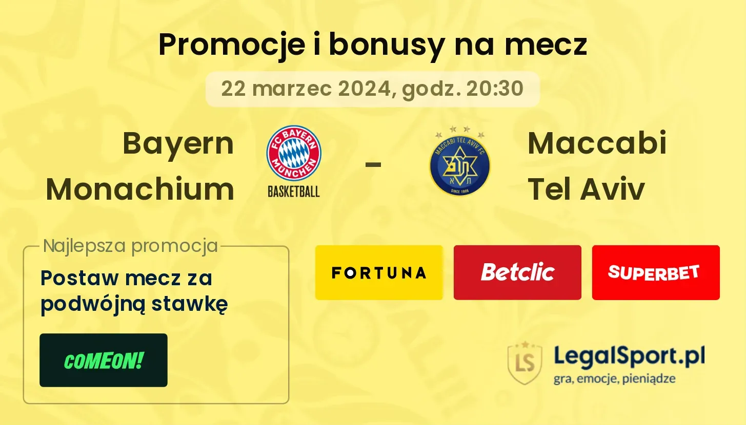 Bayern Monachium - Maccabi Tel Aviv promocje bonusy na mecz
