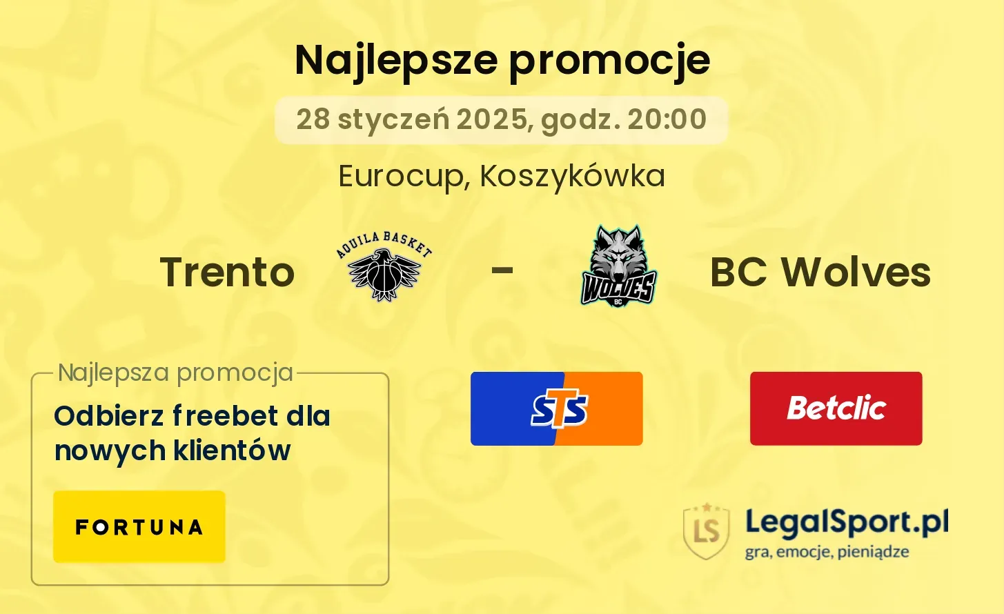Trento - BC Wolves promocje u bukmacherów