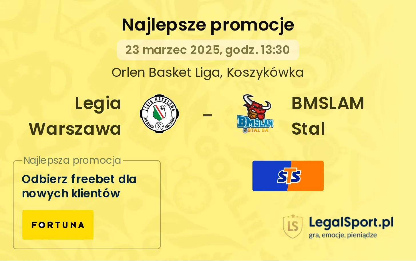 Legia Warszawa - BMSLAM Stal promocje bukmacherskie