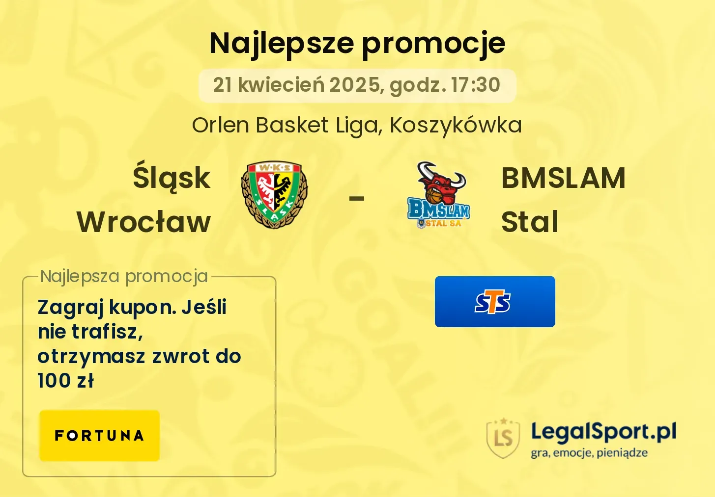 Śląsk Wrocław - BMSLAM Stal promocje u bukmacherów