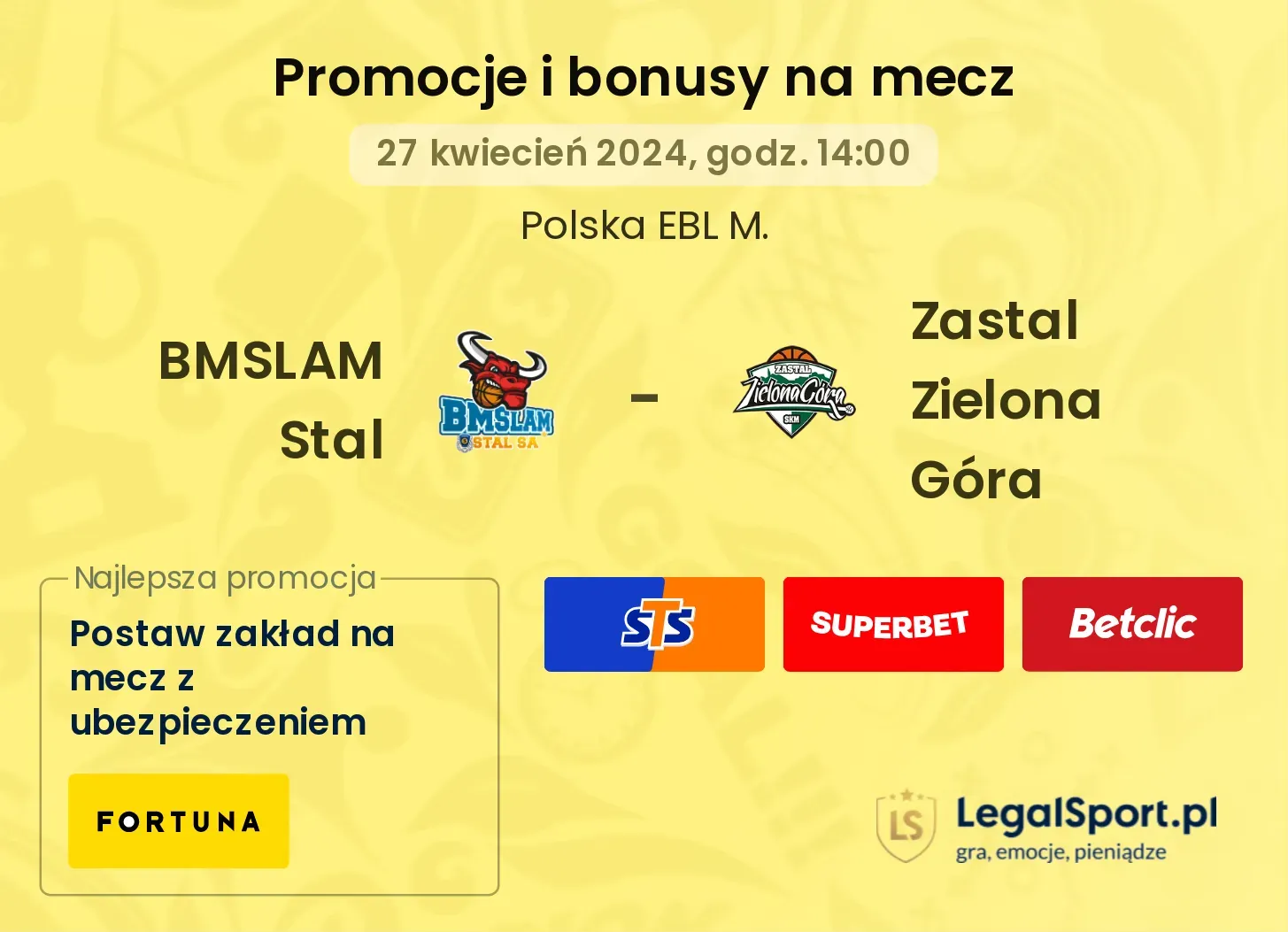 BMSLAM Stal - Zastal Zielona Góra promocje bonusy na mecz