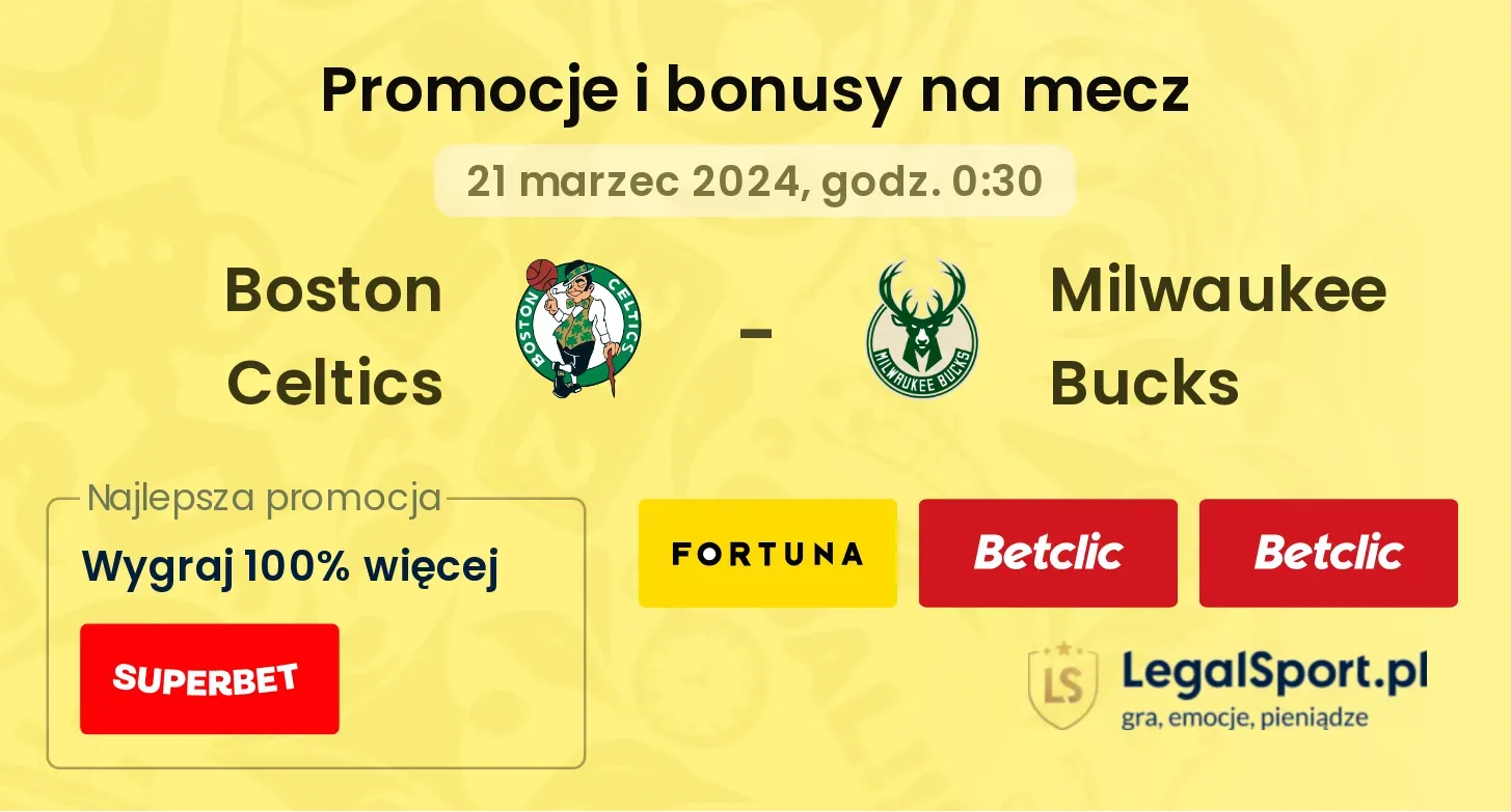 Boston Celtics - Milwaukee Bucks promocje bonusy na mecz