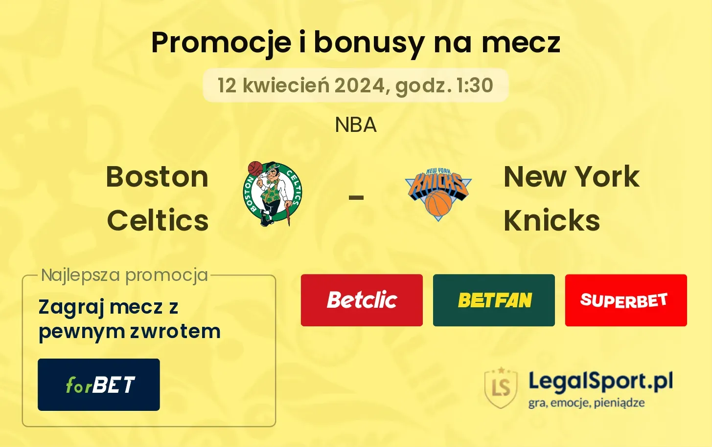 Boston Celtics - New York Knicks promocje bonusy na mecz