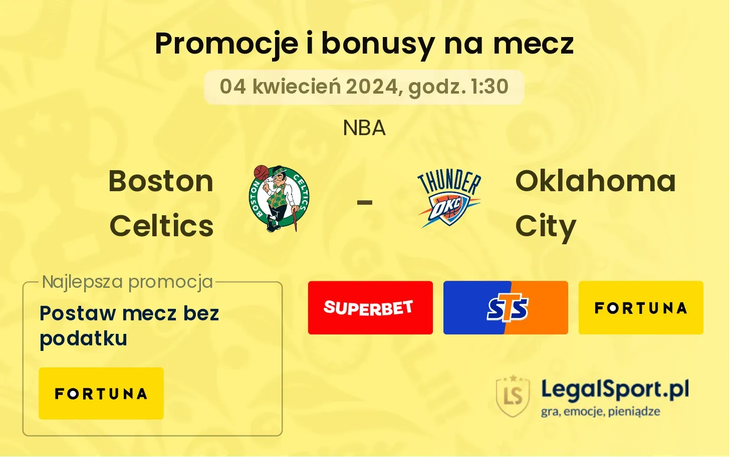 Boston Celtics - Oklahoma City promocje bonusy na mecz