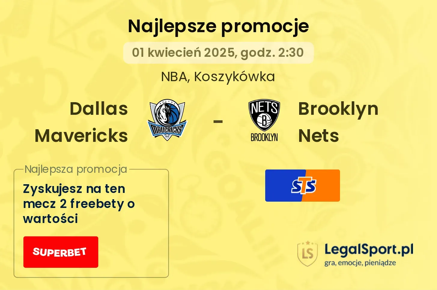 Dallas Mavericks - Brooklyn Nets promocje u bukmacherów