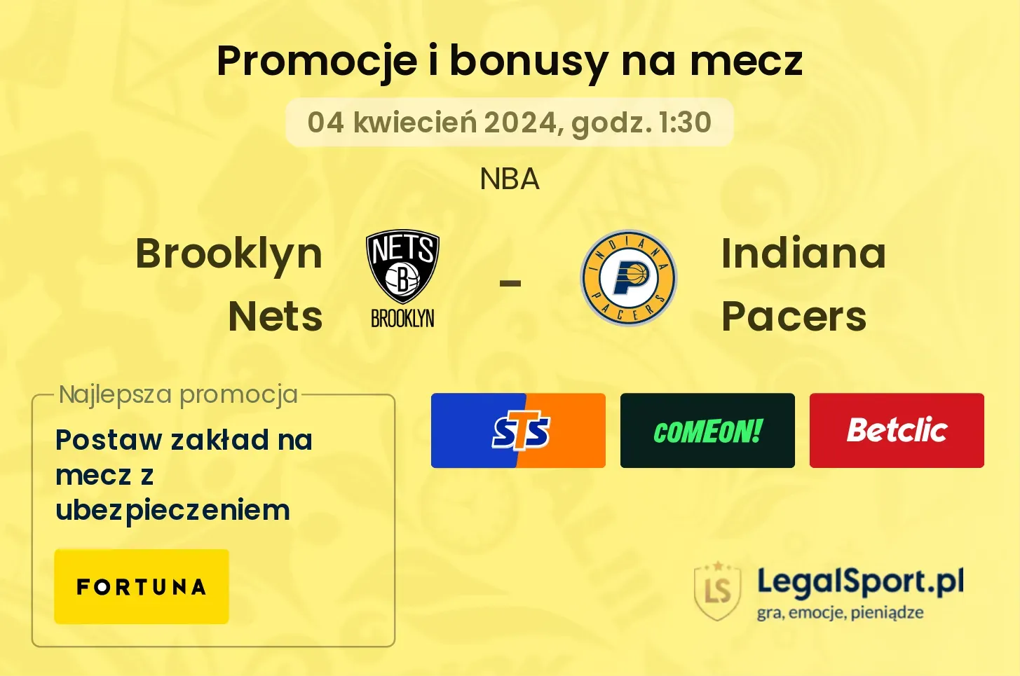 Brooklyn Nets - Indiana Pacers promocje bonusy na mecz