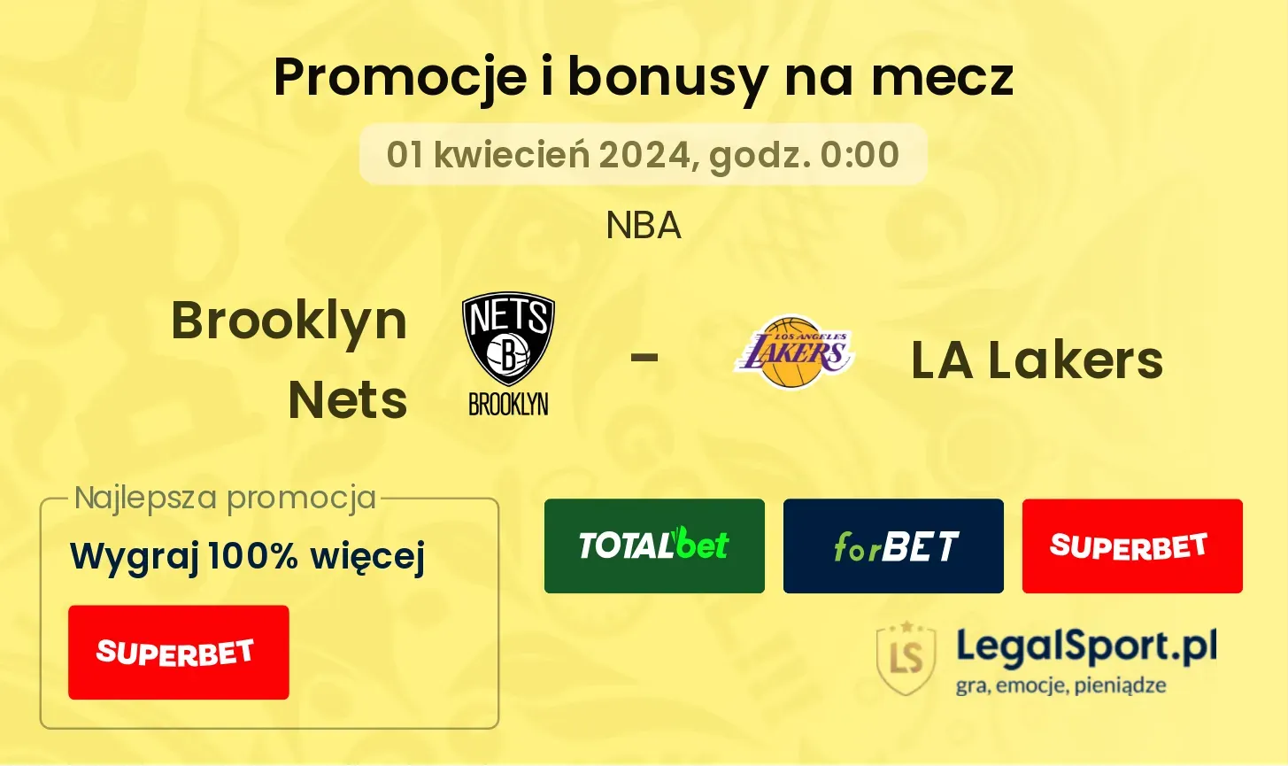 Brooklyn Nets - LA Lakers promocje bonusy na mecz