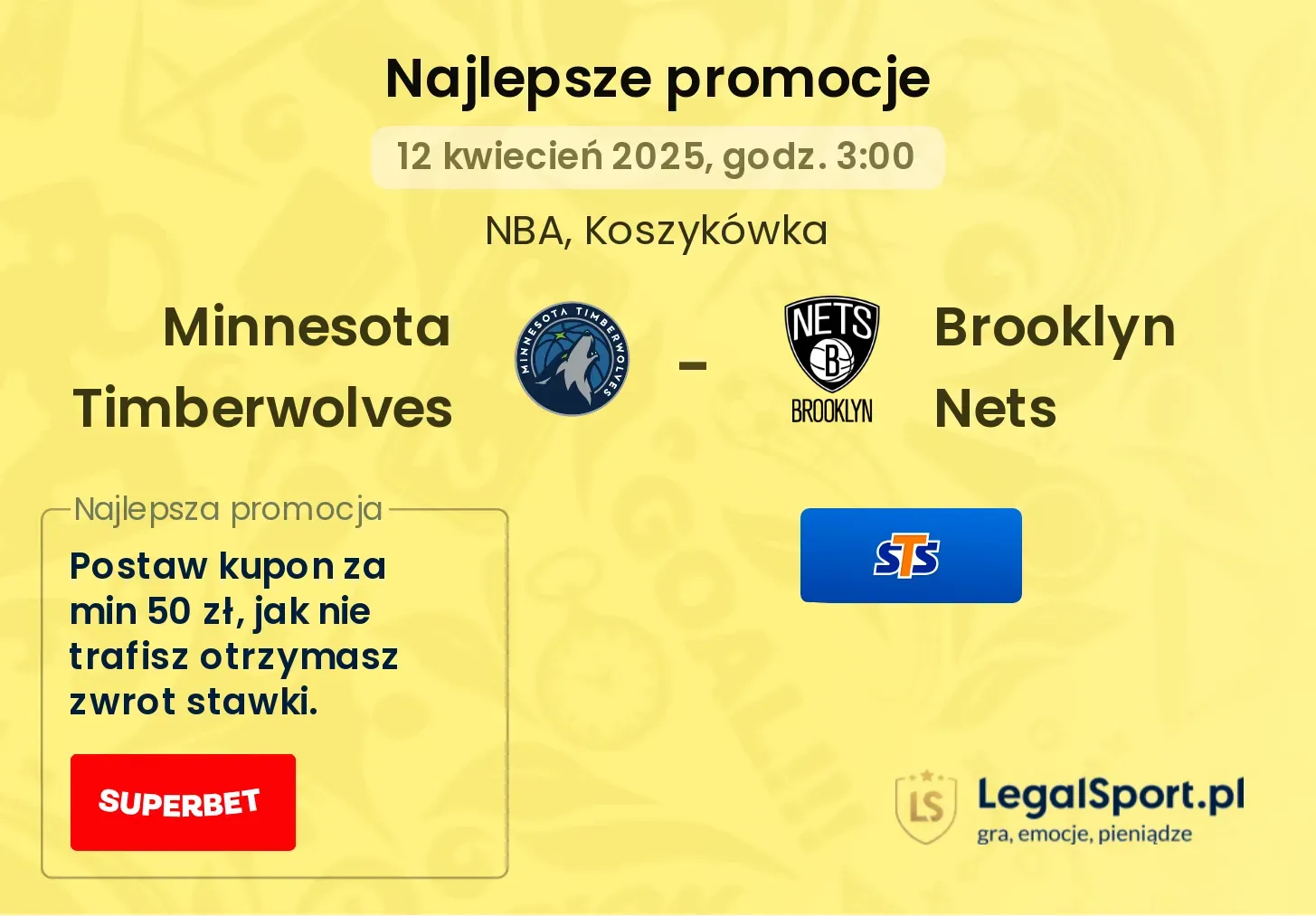 Minnesota Timberwolves - Brooklyn Nets promocje bukmacherskie