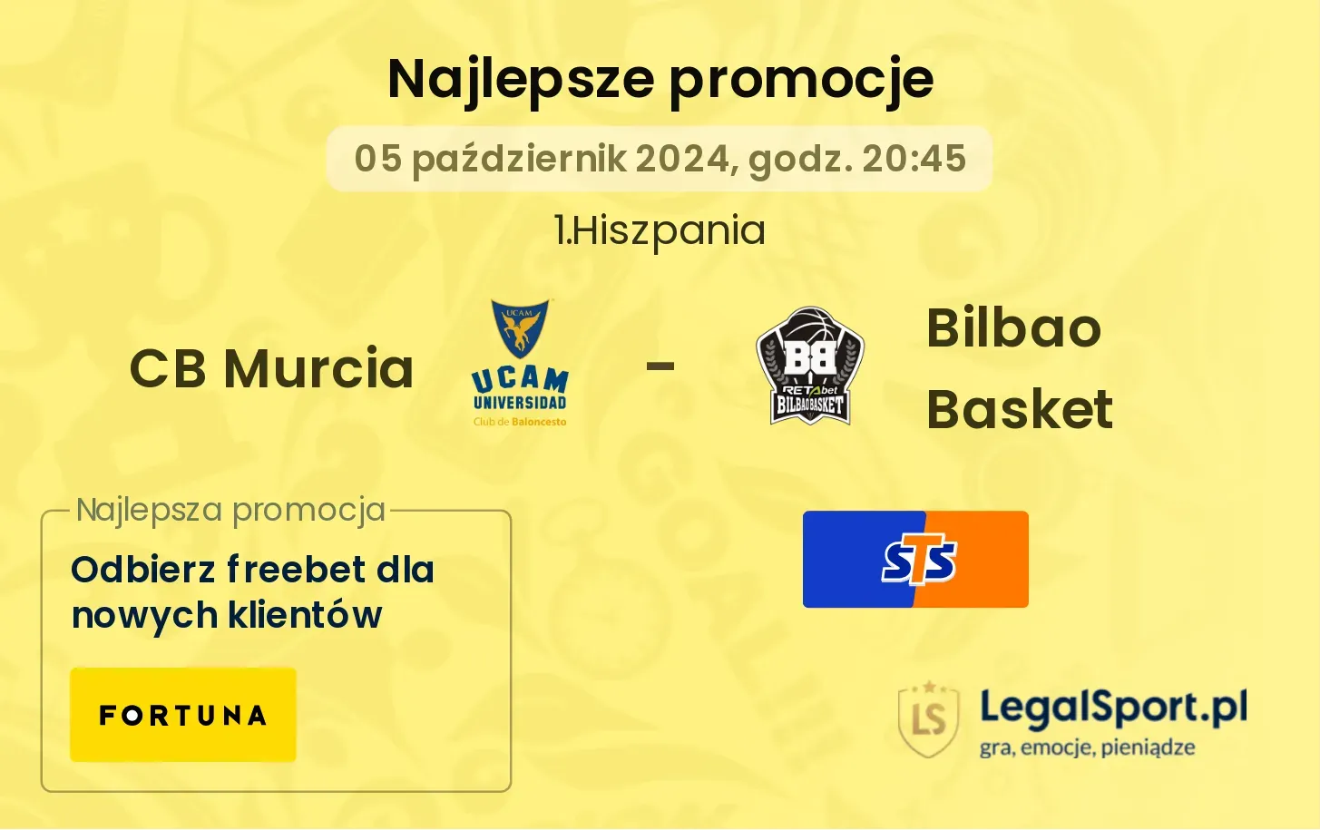CB Murcia - Bilbao Basket promocje bukmacherskie 05.10, 20:45