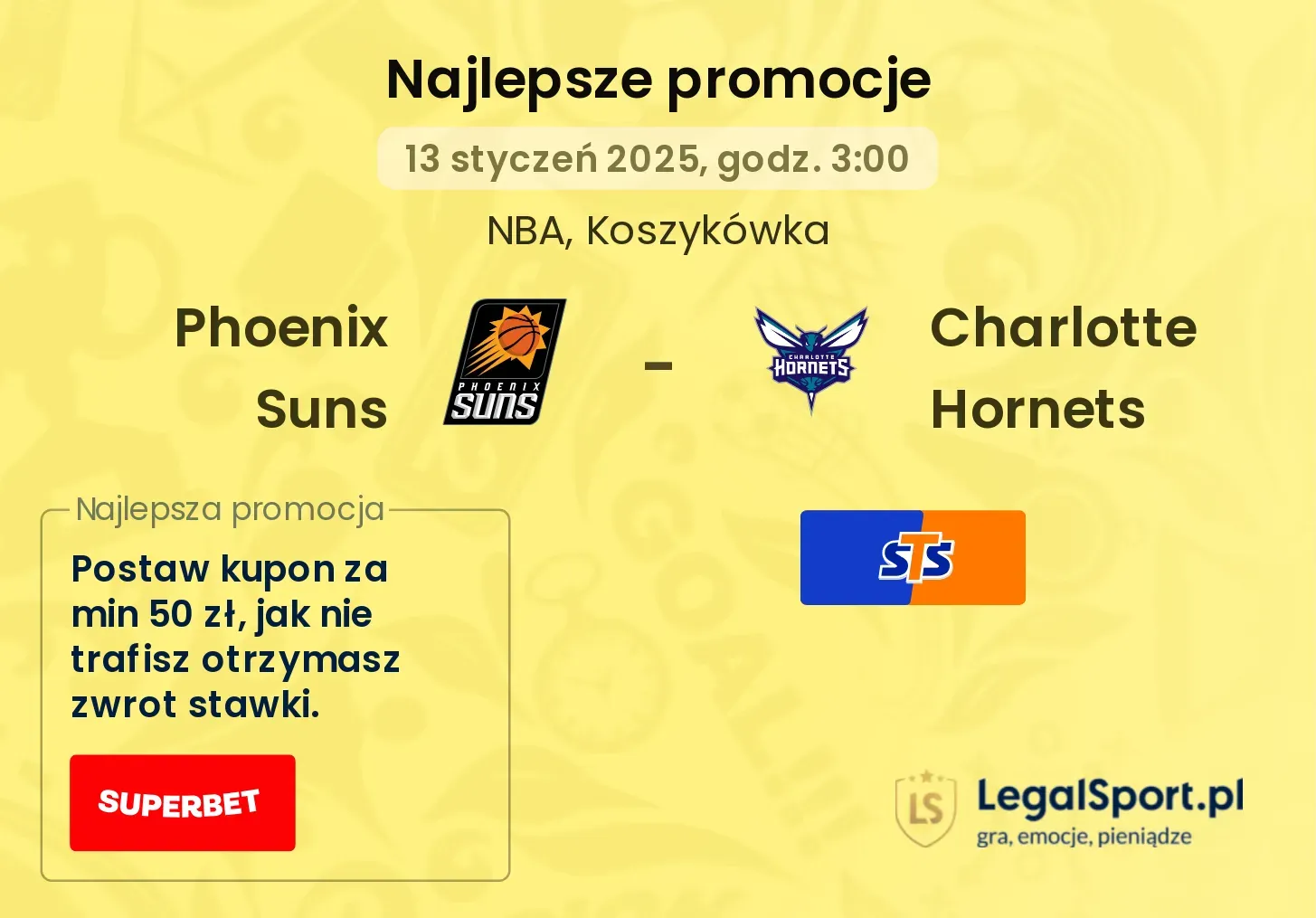 Phoenix Suns - Charlotte Hornets promocje u bukmacherów