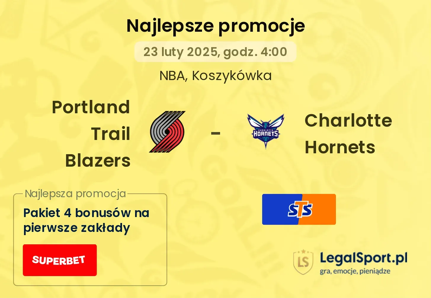 Portland Trail Blazers - Charlotte Hornets promocje u bukmacherów