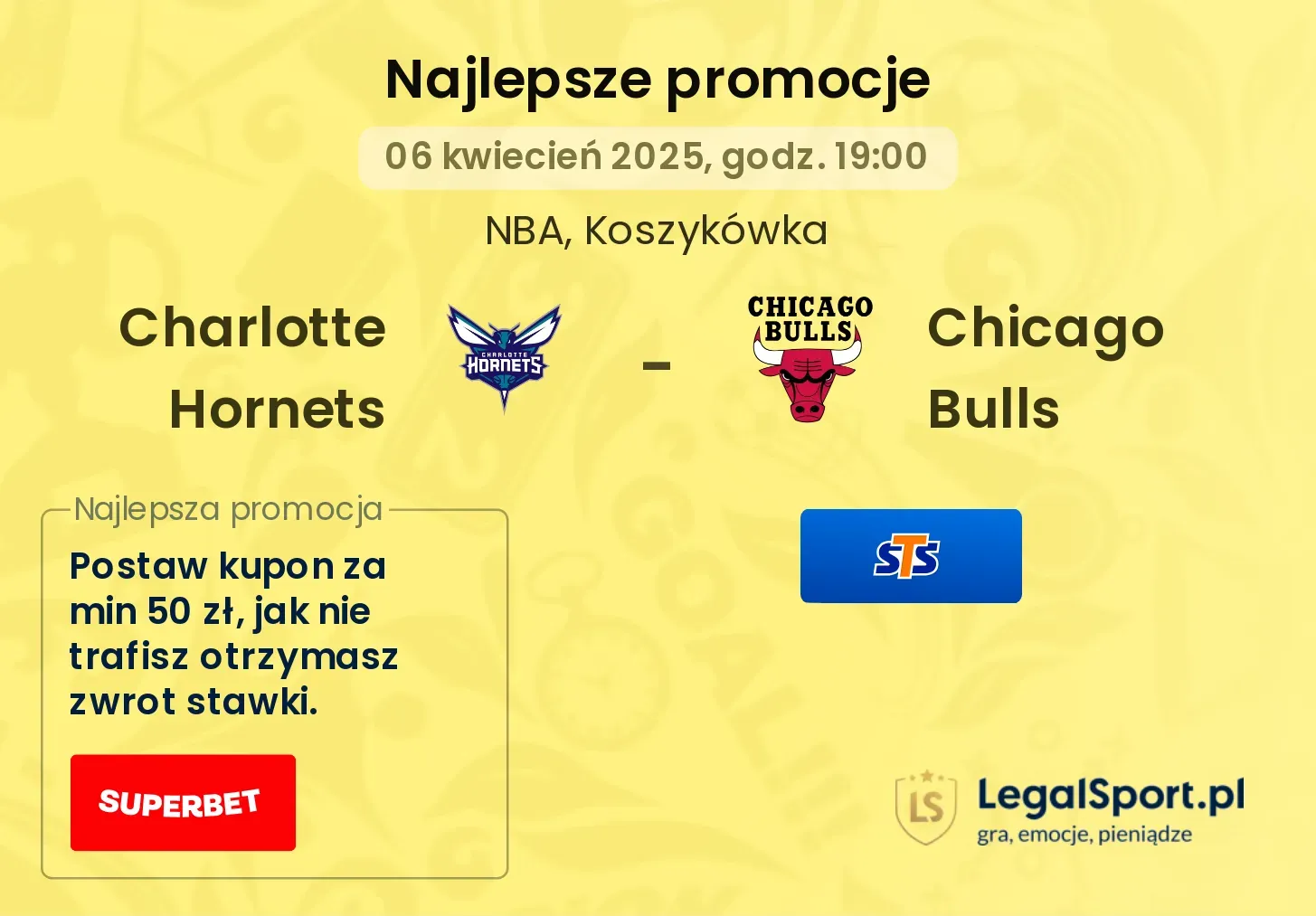 Charlotte Hornets - Chicago Bulls promocje u bukmacherów