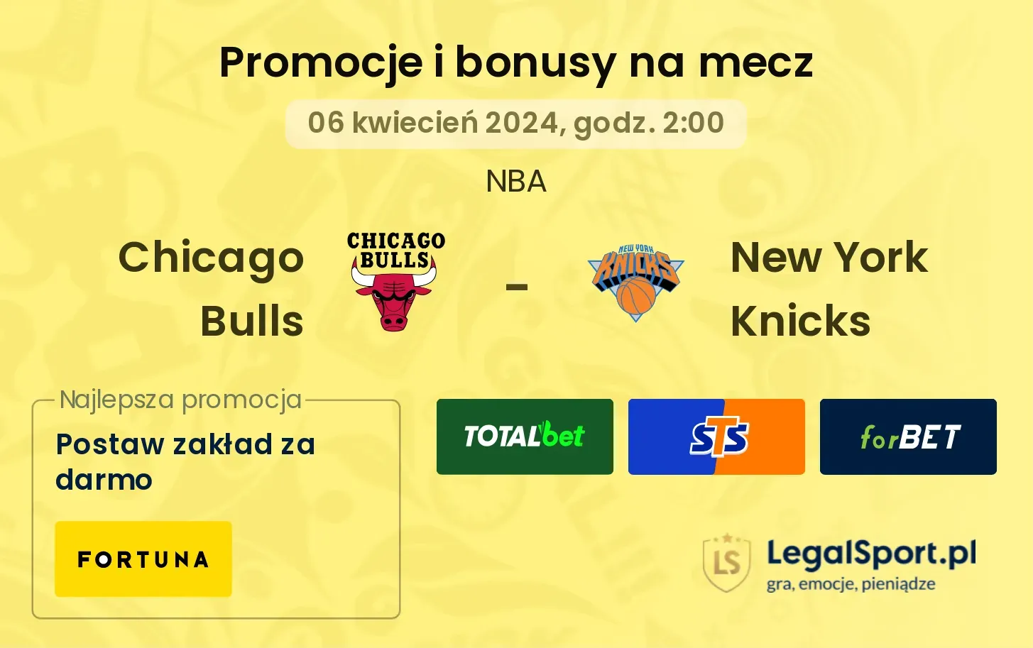 Chicago Bulls - New York Knicks promocje bonusy na mecz