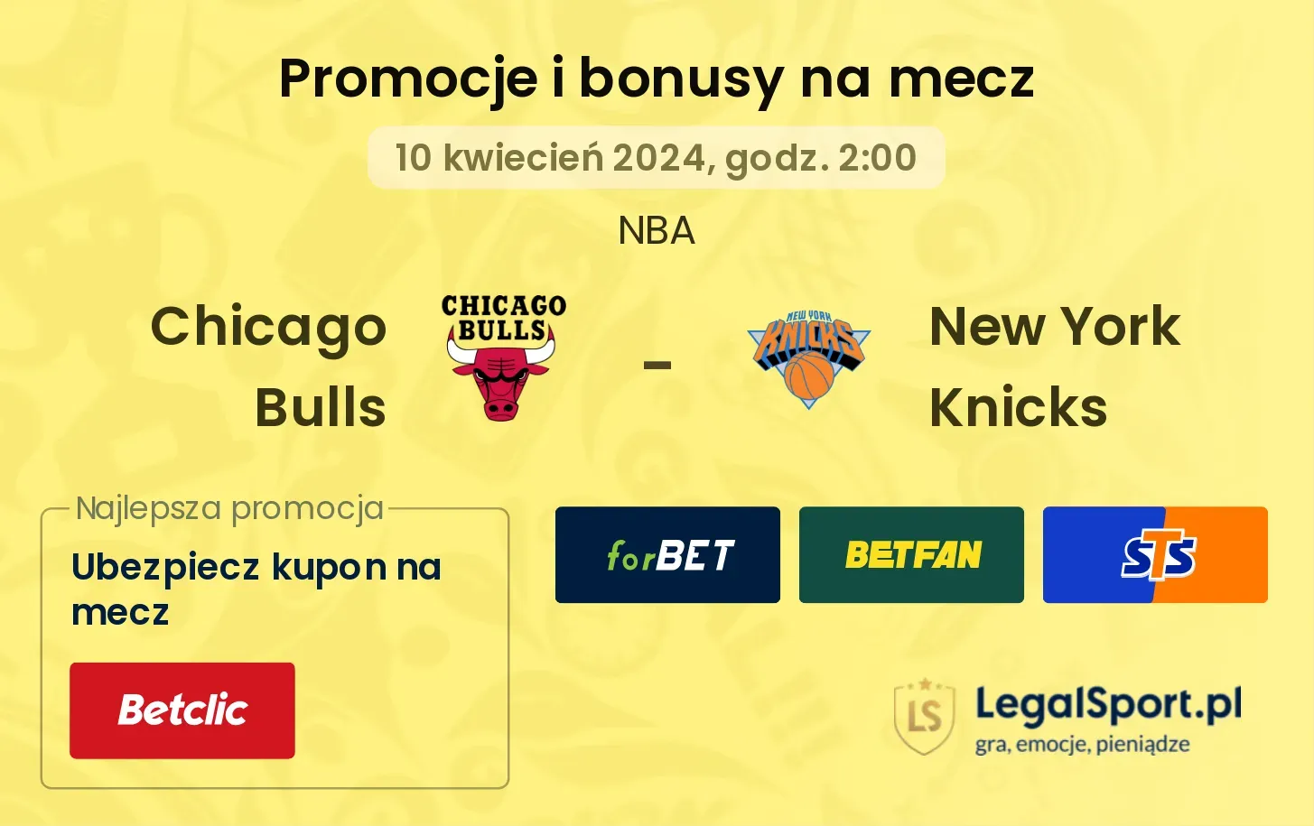 Chicago Bulls - New York Knicks promocje bonusy na mecz