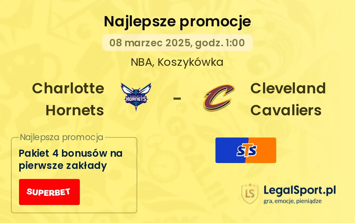 Charlotte Hornets - Cleveland Cavaliers promocje u bukmacherów