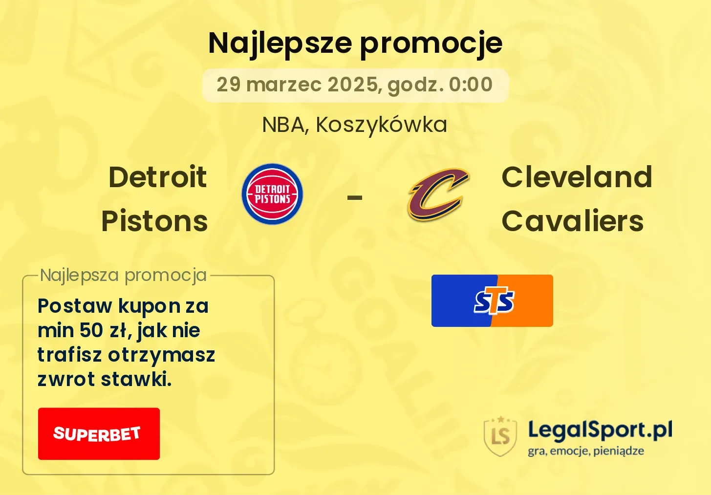 Detroit Pistons - Cleveland Cavaliers promocje u bukmacherów