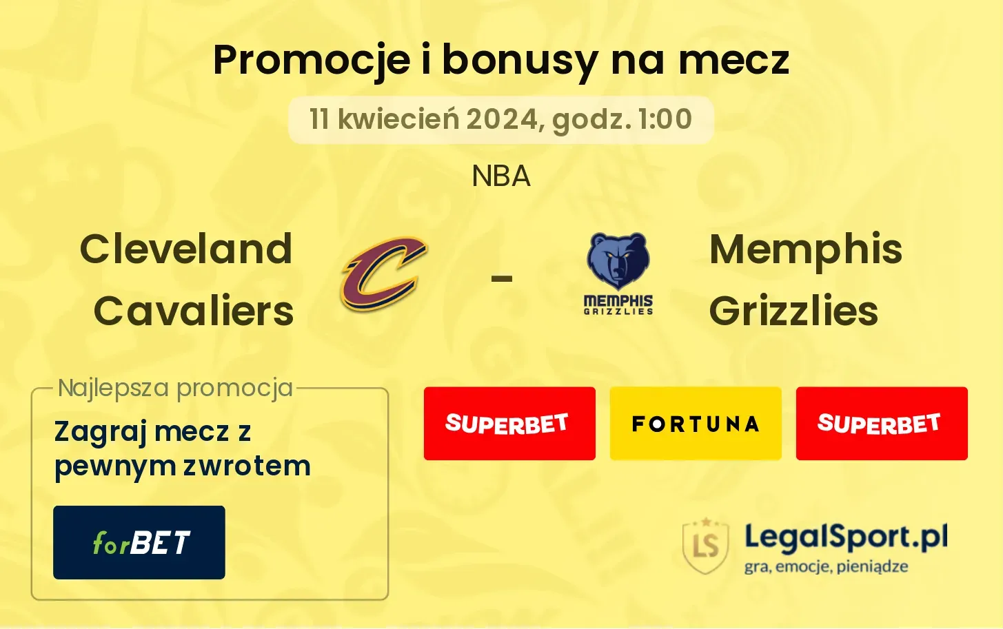 Cleveland Cavaliers - Memphis Grizzlies promocje bonusy na mecz