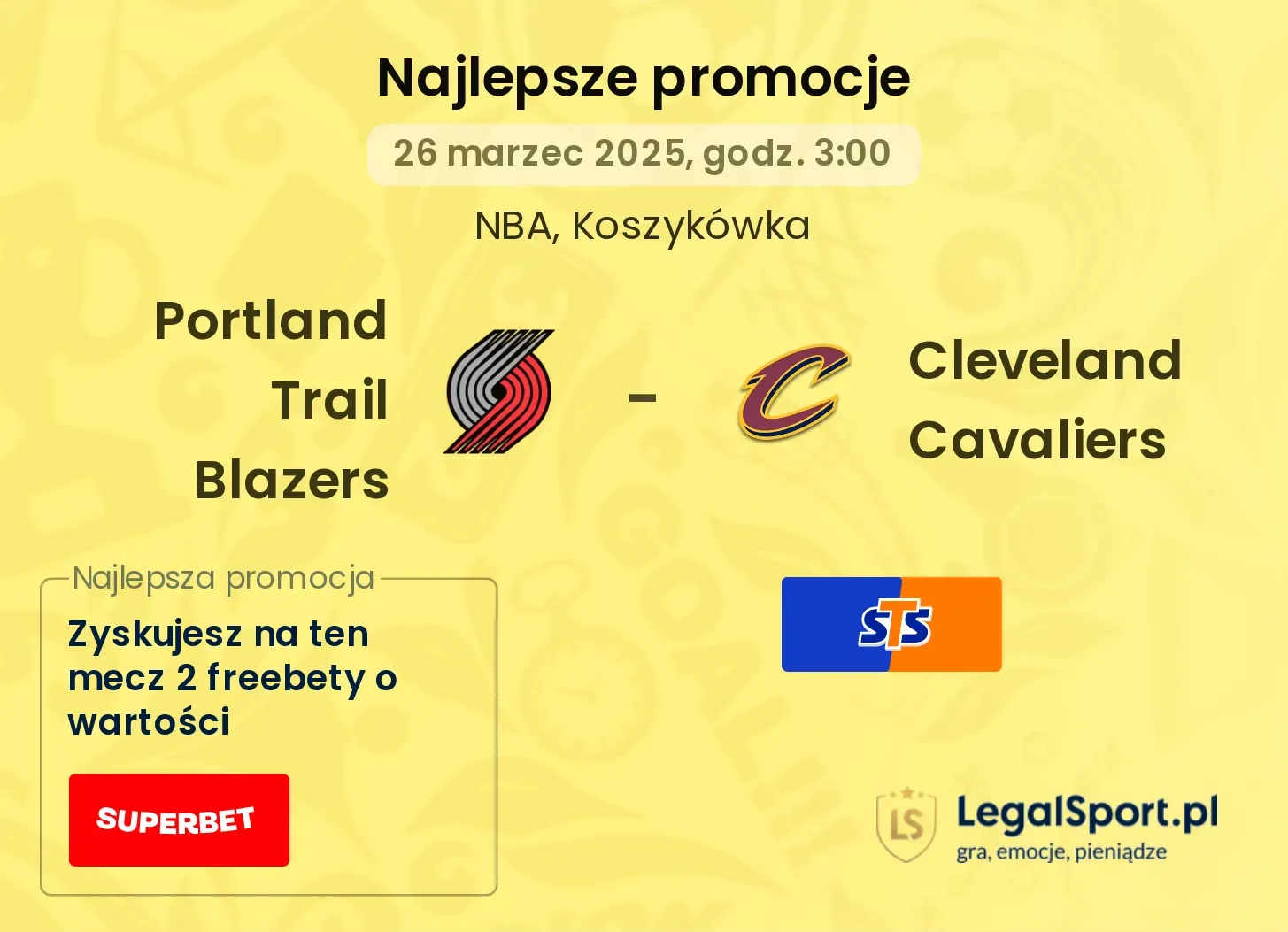 Portland Trail Blazers - Cleveland Cavaliers promocje bukmacherskie