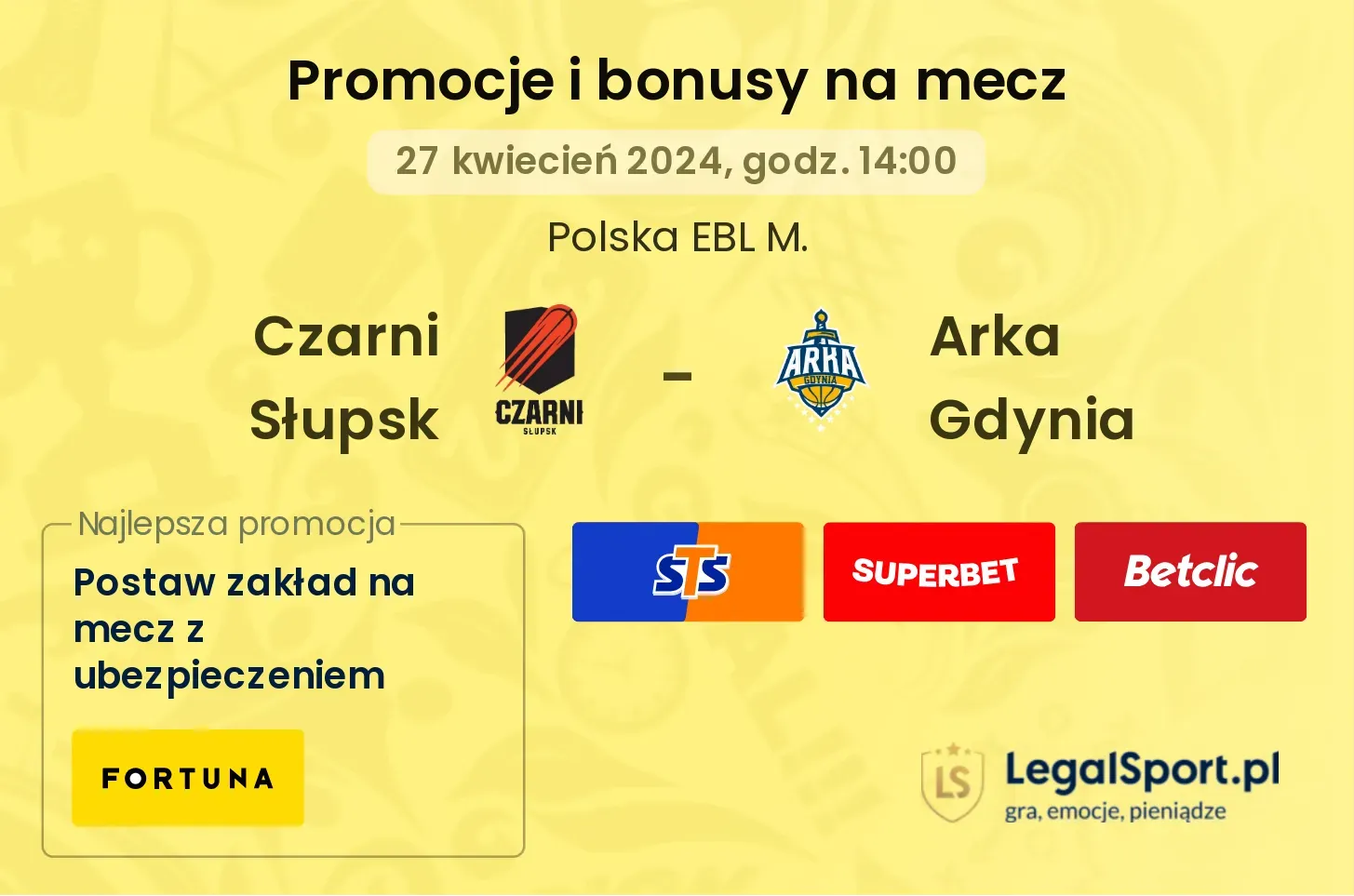 Czarni Słupsk - Arka Gdynia promocje bonusy na mecz