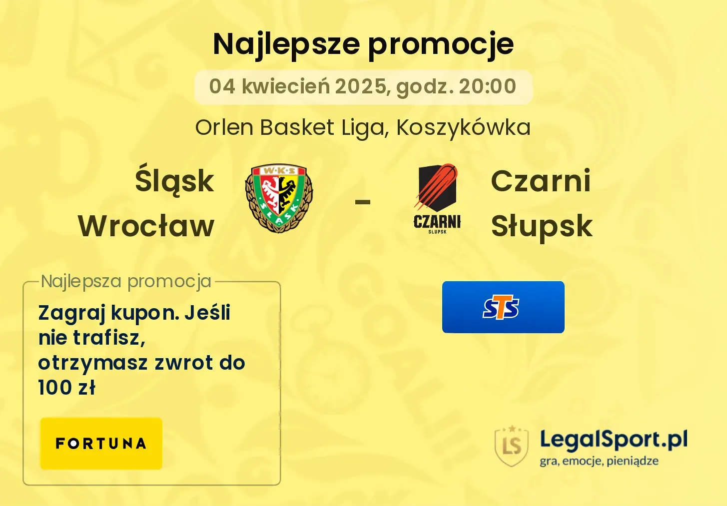 Śląsk Wrocław - Czarni Słupsk promocje u bukmacherów
