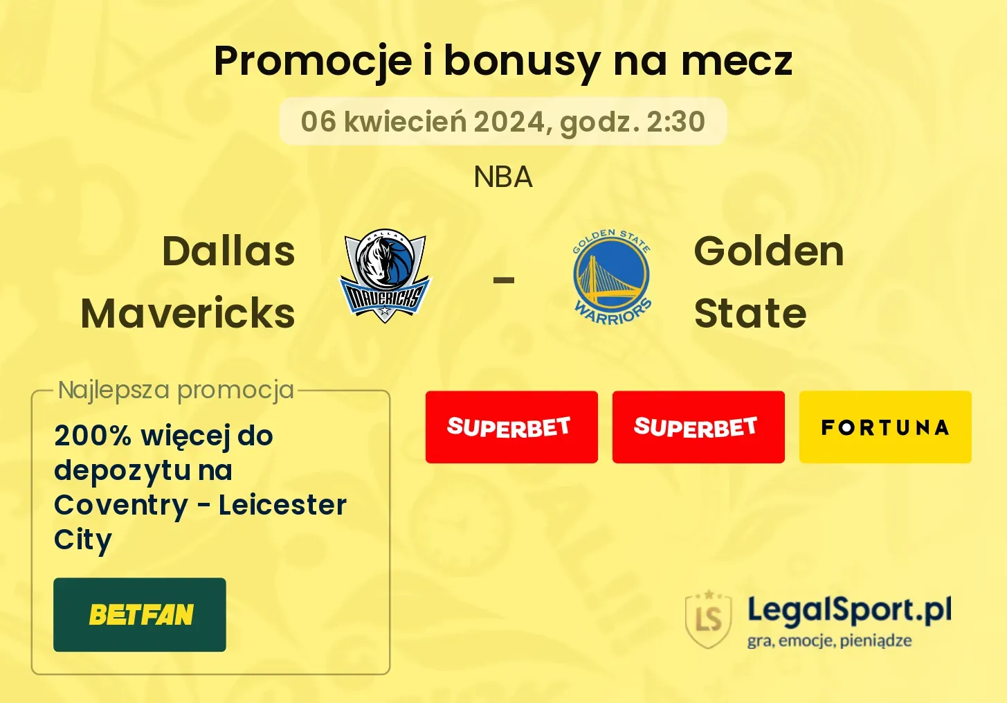 Dallas Mavericks - Golden State promocje bonusy na mecz