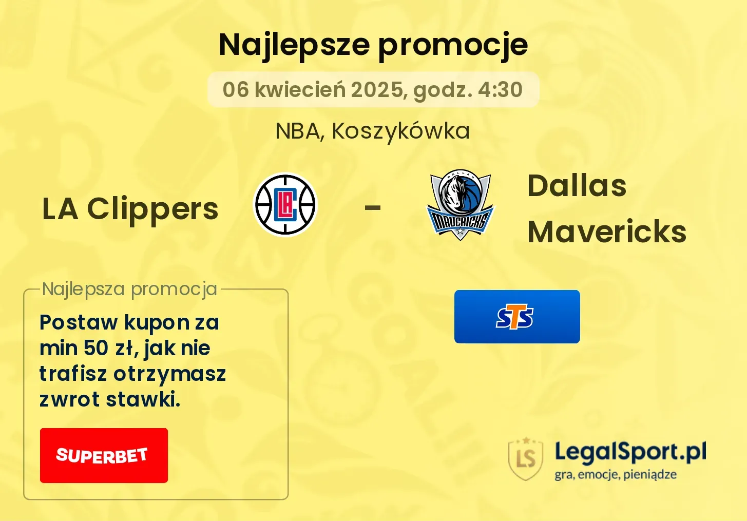 LA Clippers - Dallas Mavericks promocje bukmacherskie
