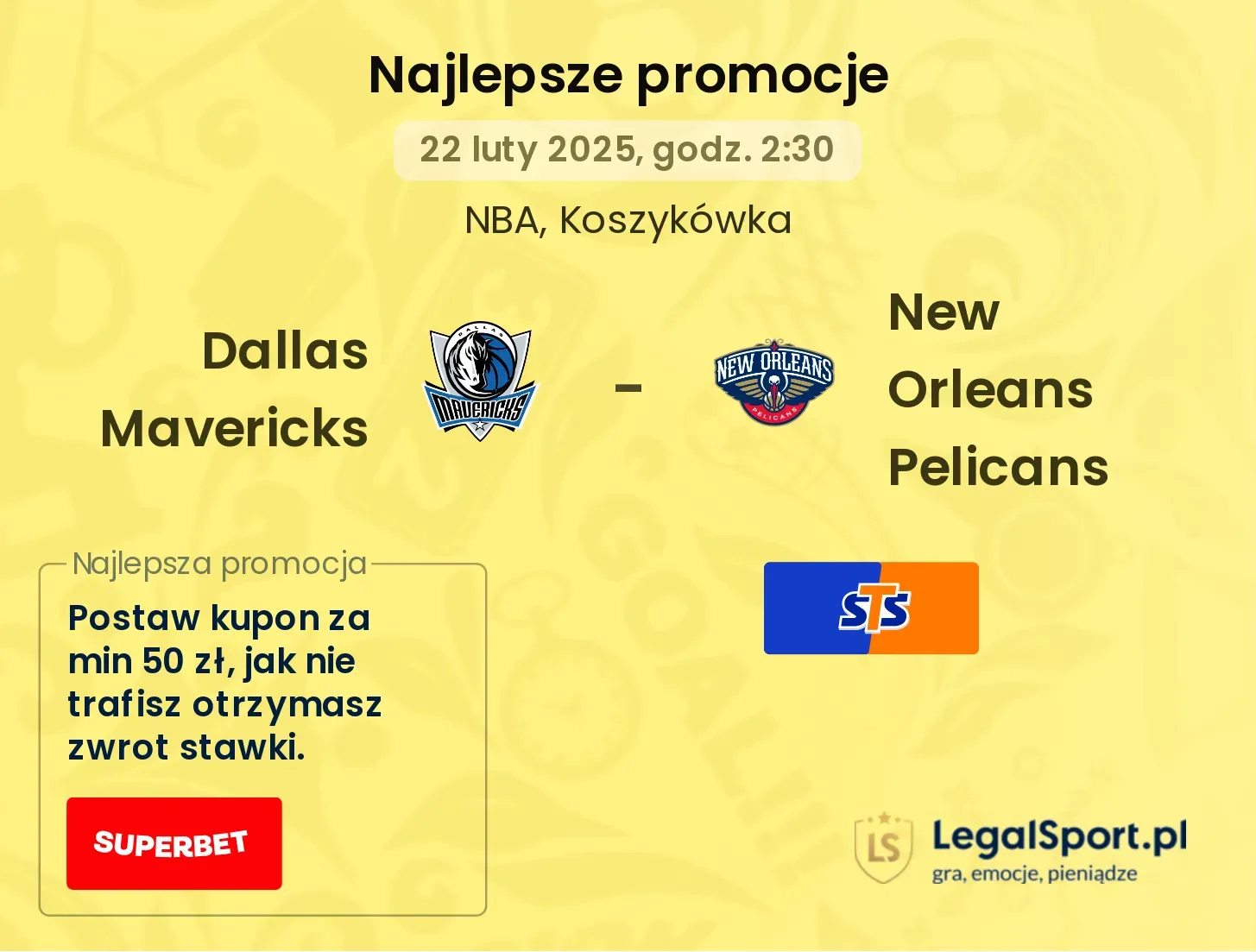 Dallas Mavericks - New Orleans Pelicans promocje u bukmacherów
