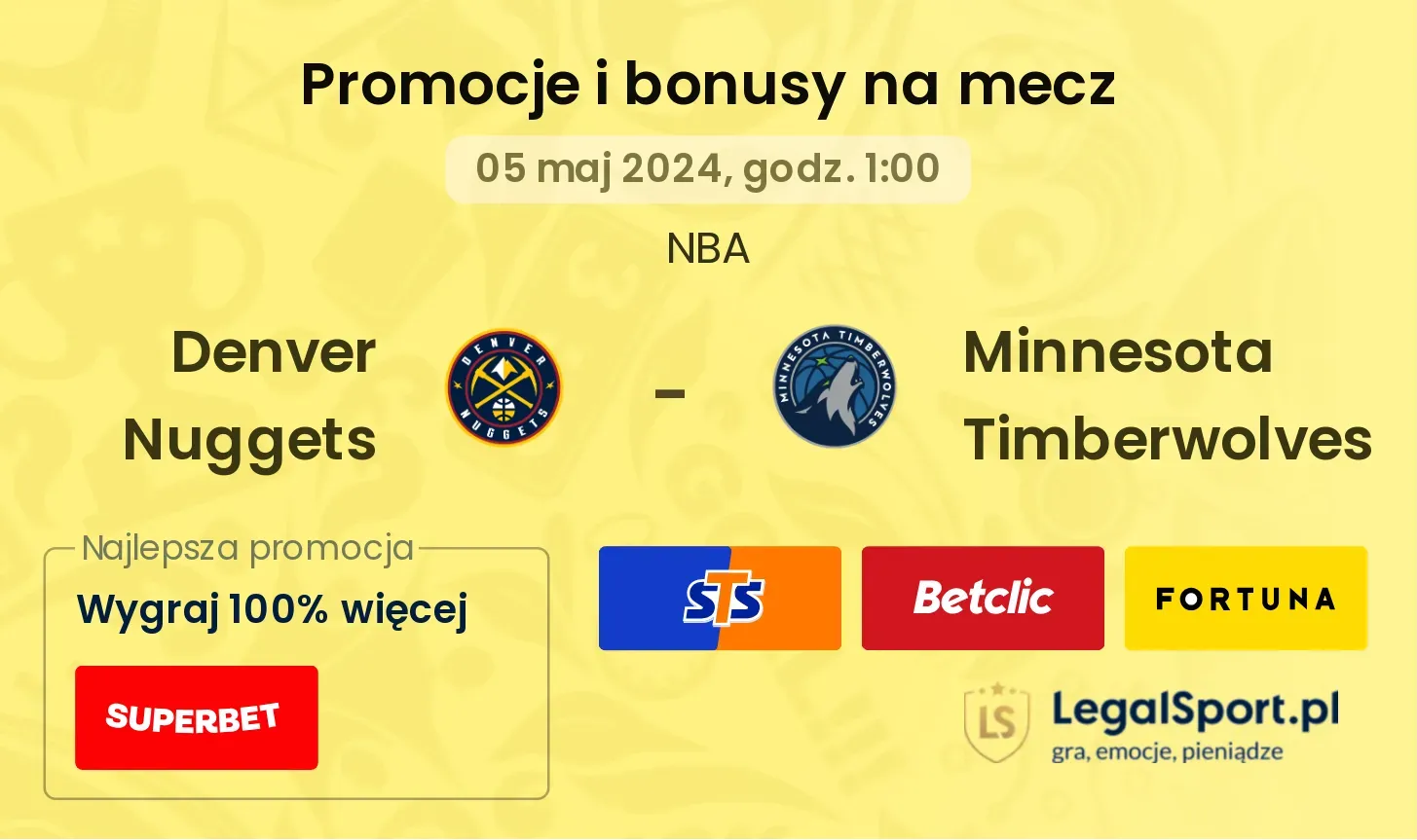 Denver Nuggets - Minnesota Timberwolves promocje bonusy na mecz