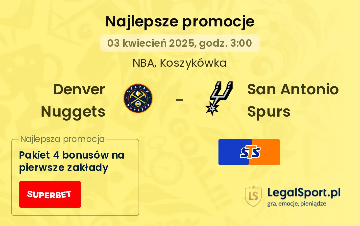 Denver Nuggets - San Antonio Spurs promocje u bukmacherów
