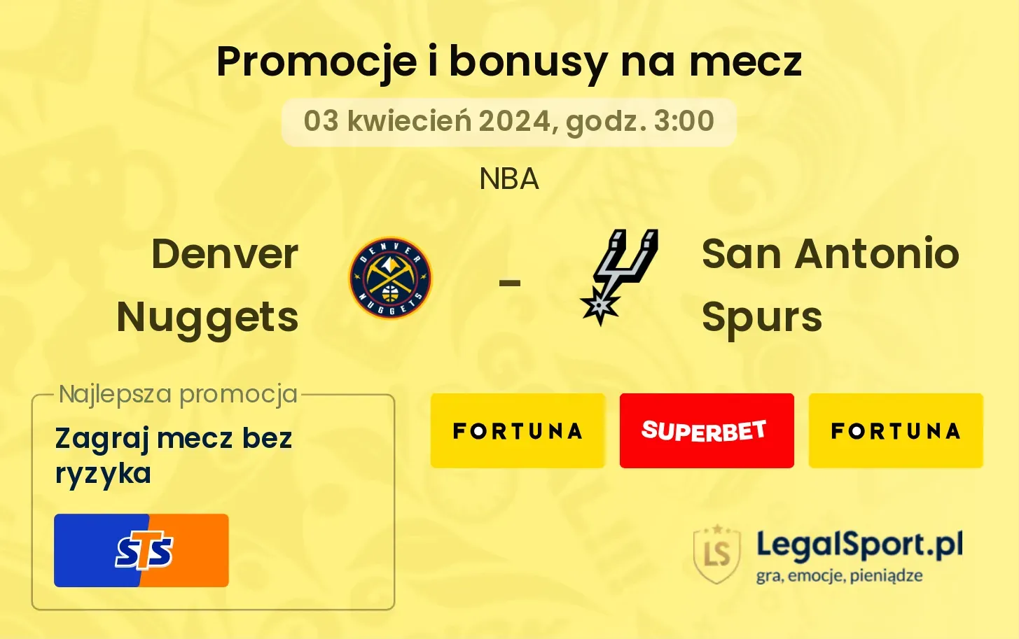 Denver Nuggets - San Antonio Spurs promocje bonusy na mecz