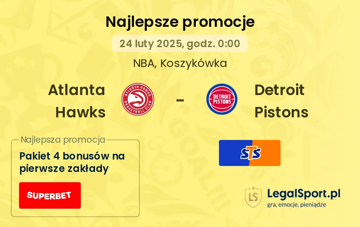 Atlanta Hawks - Detroit Pistons promocje bukmacherskie