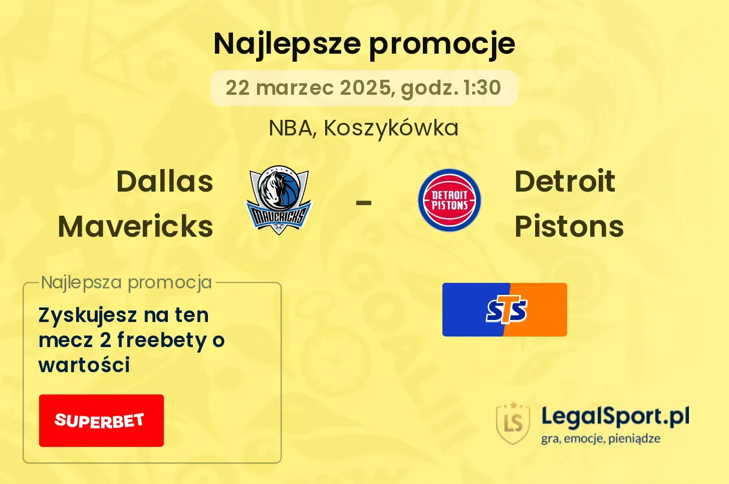 Dallas Mavericks - Detroit Pistons promocje bukmacherskie