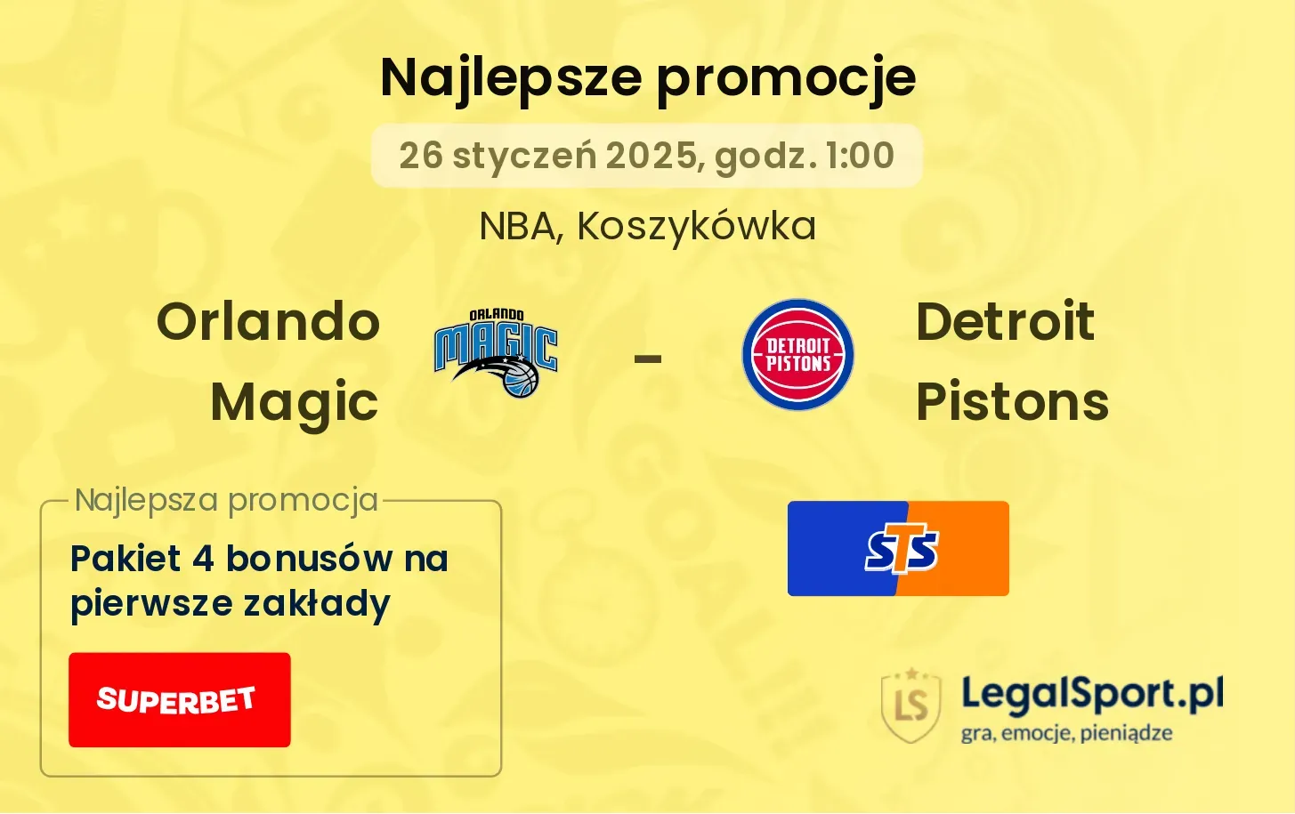 Orlando Magic - Detroit Pistons promocje bukmacherskie