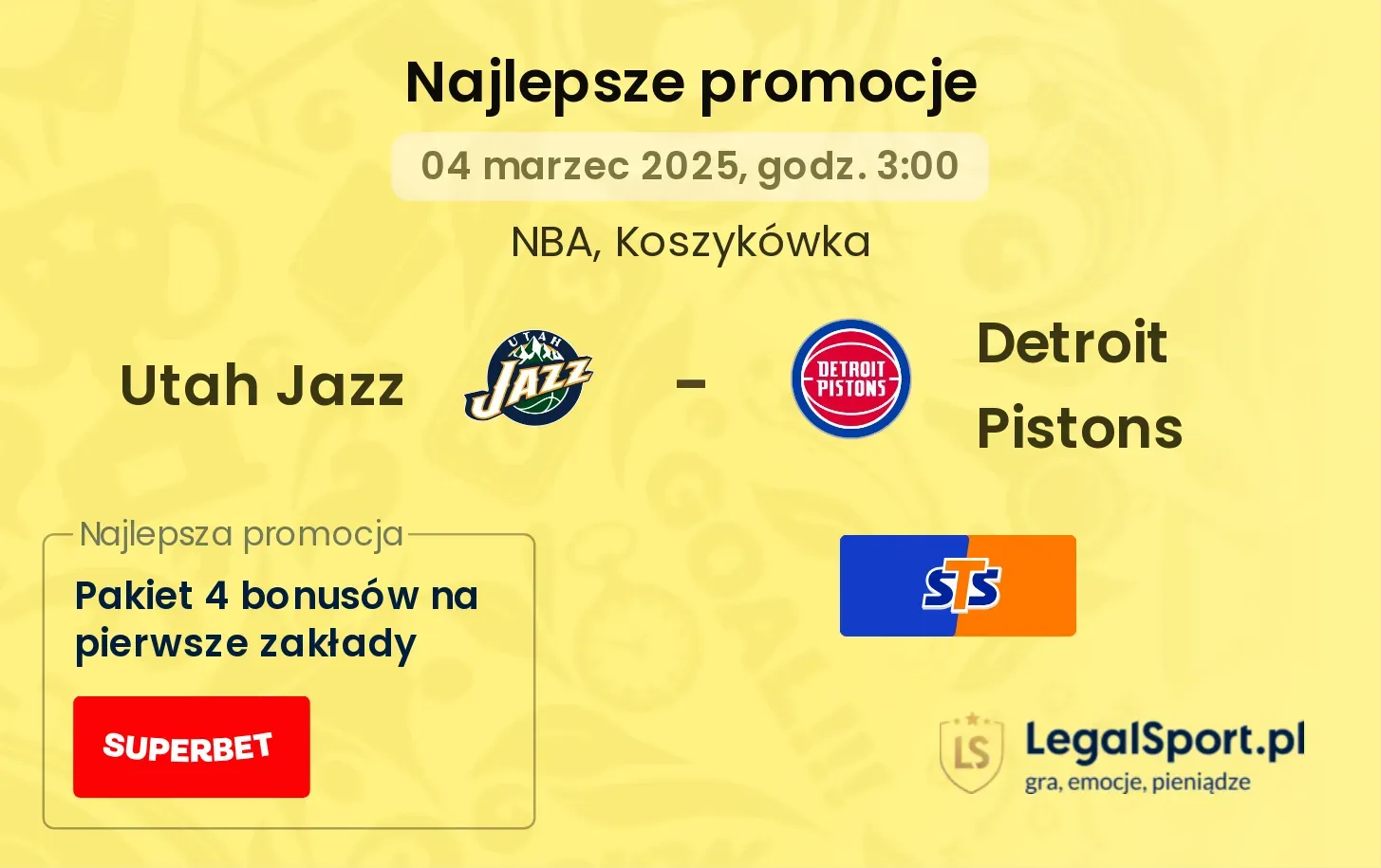 Utah Jazz - Detroit Pistons promocje bukmacherskie