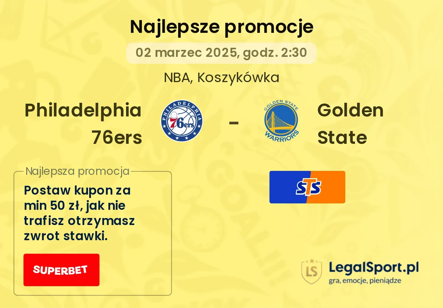Philadelphia 76ers - Golden State promocje bukmacherskie
