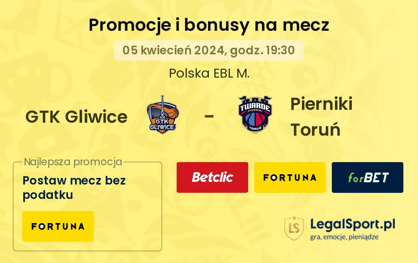 GTK Gliwice - Pierniki Toruń promocje bonusy na mecz