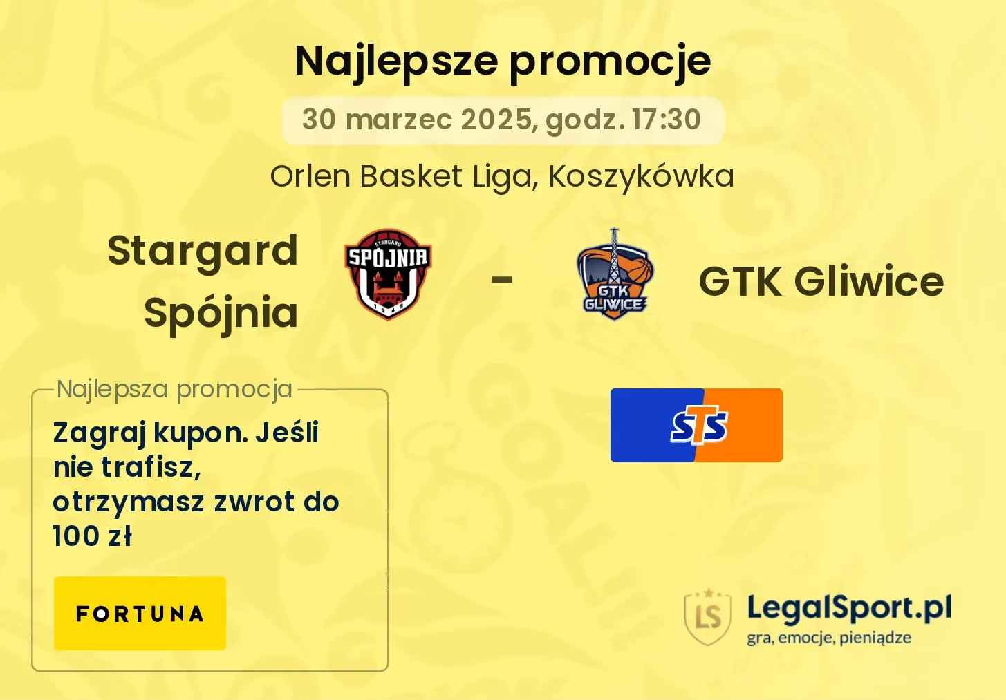 Stargard Spójnia - GTK Gliwice promocje u bukmacherów