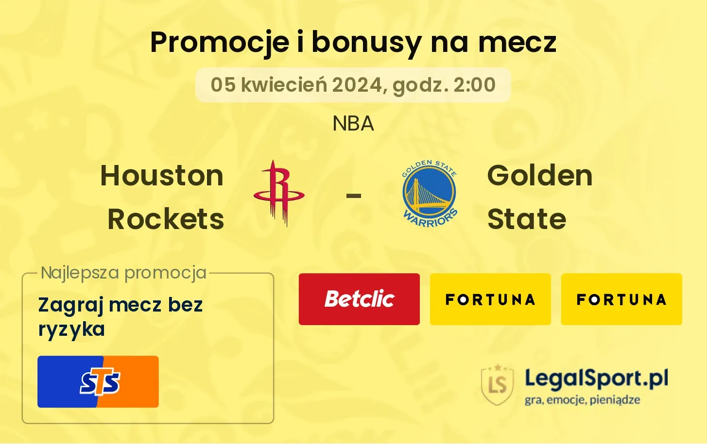 Houston Rockets - Golden State promocje bonusy na mecz