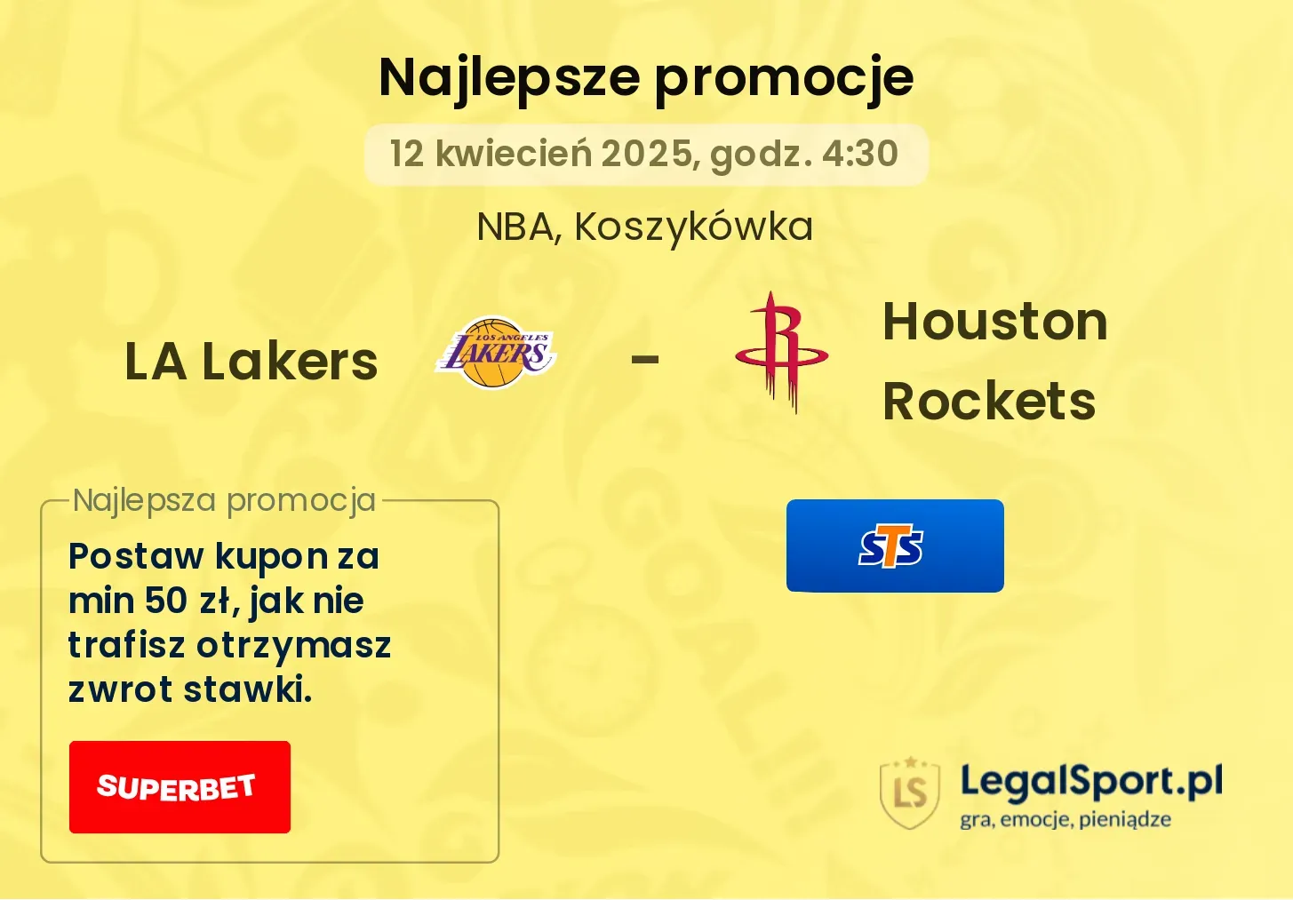 LA Lakers - Houston Rockets promocje u bukmacherów