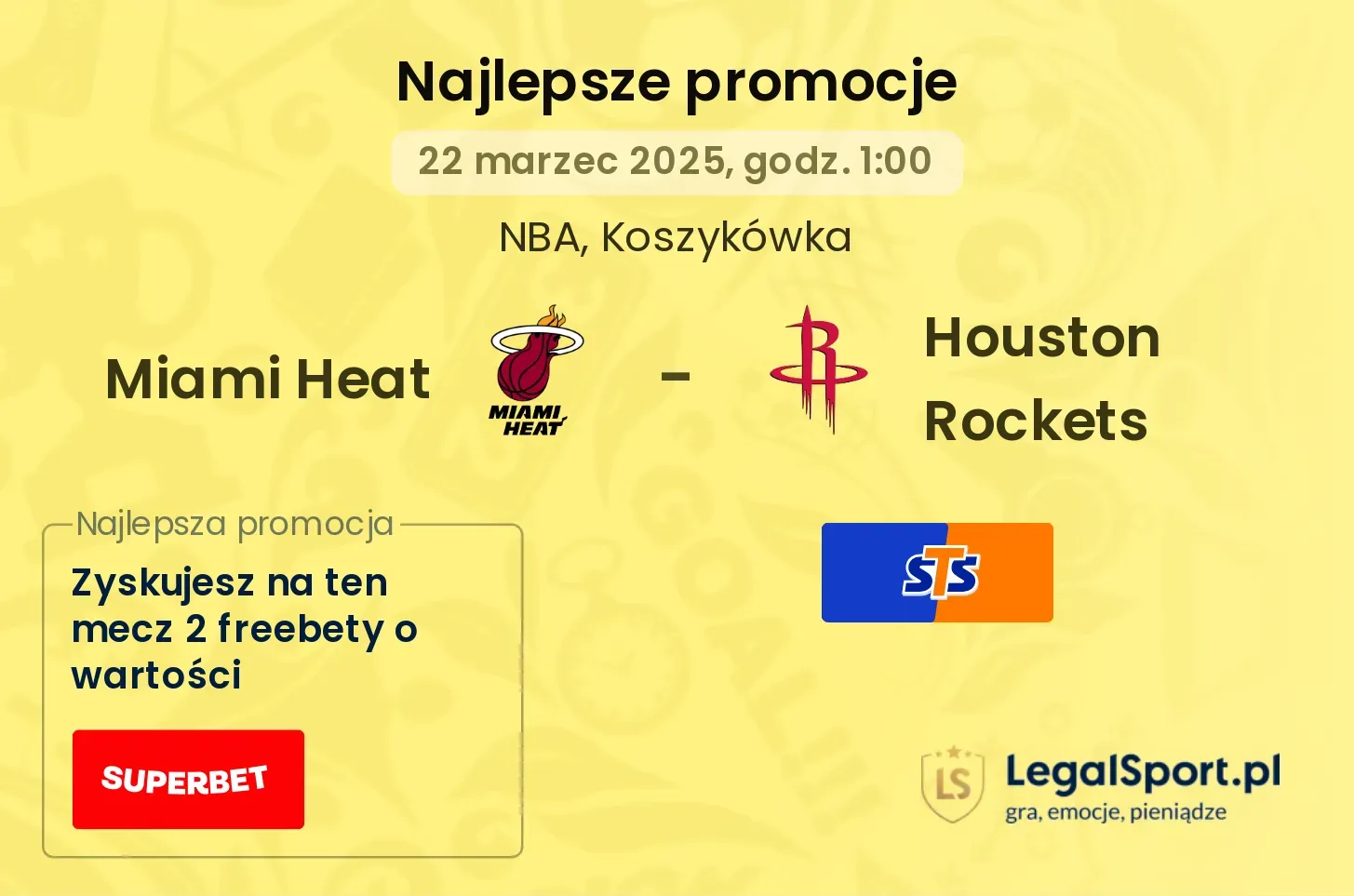 Miami Heat - Houston Rockets promocje bukmacherskie