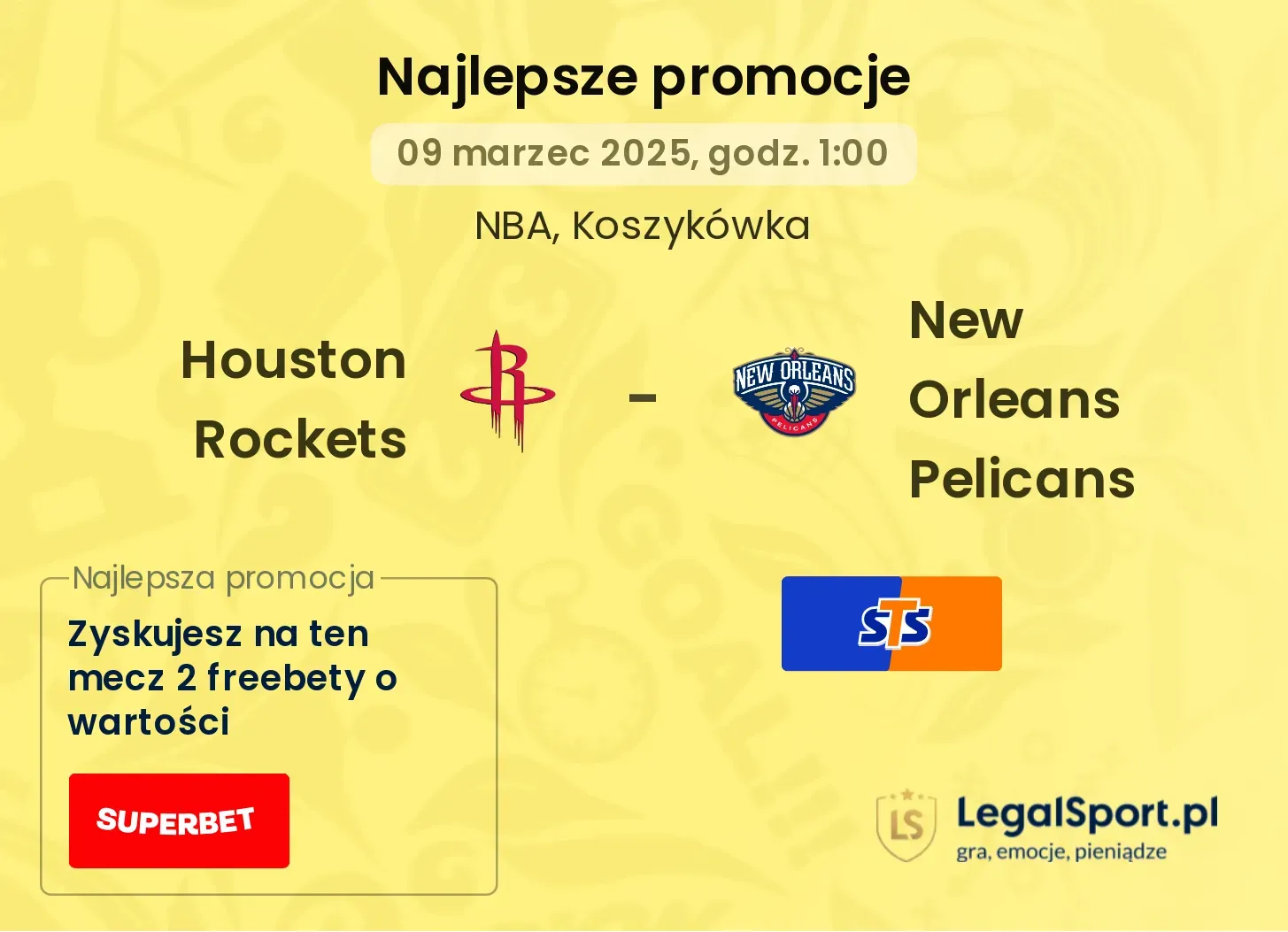 Houston Rockets - New Orleans Pelicans promocje u bukmacherów