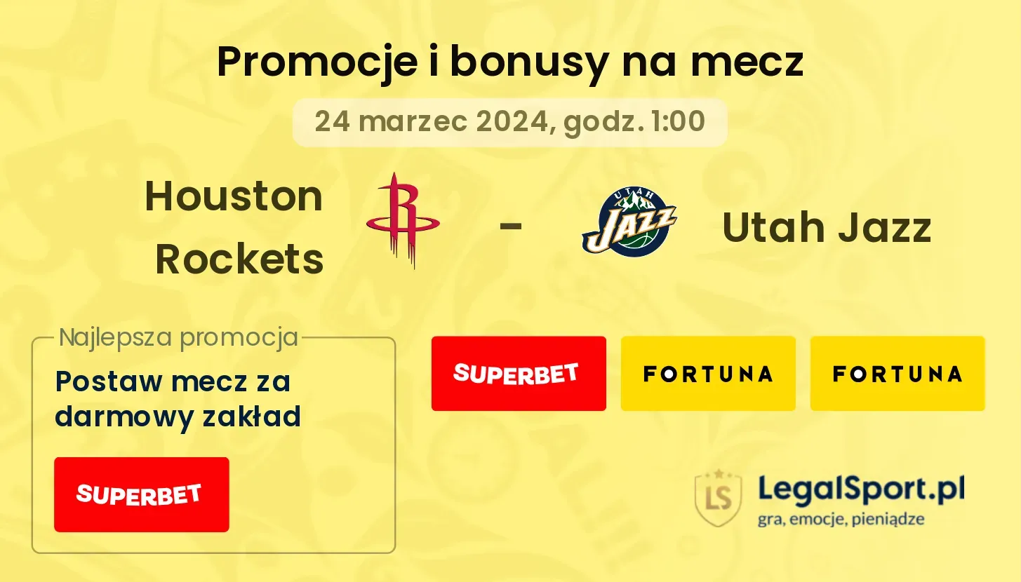 Houston Rockets - Utah Jazz promocje bonusy na mecz