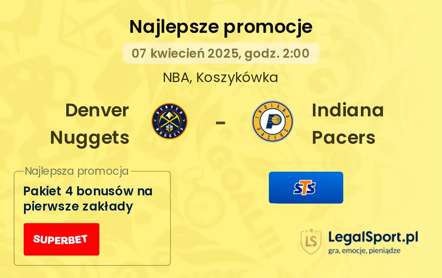 Denver Nuggets - Indiana Pacers promocje bukmacherskie